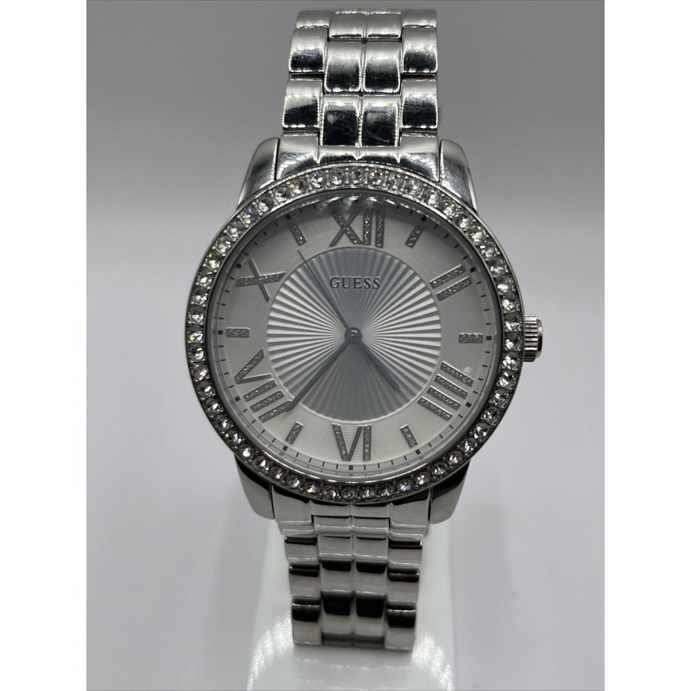 GUESS Women's U0329L1 Crystal-Accented‎ Stainless Steel Watch- New Battery